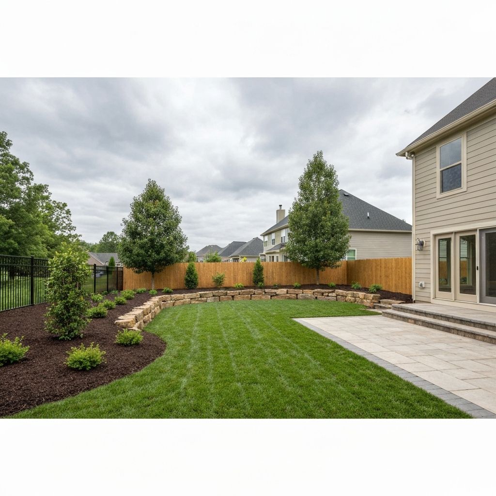 Backyard landscaping with patio