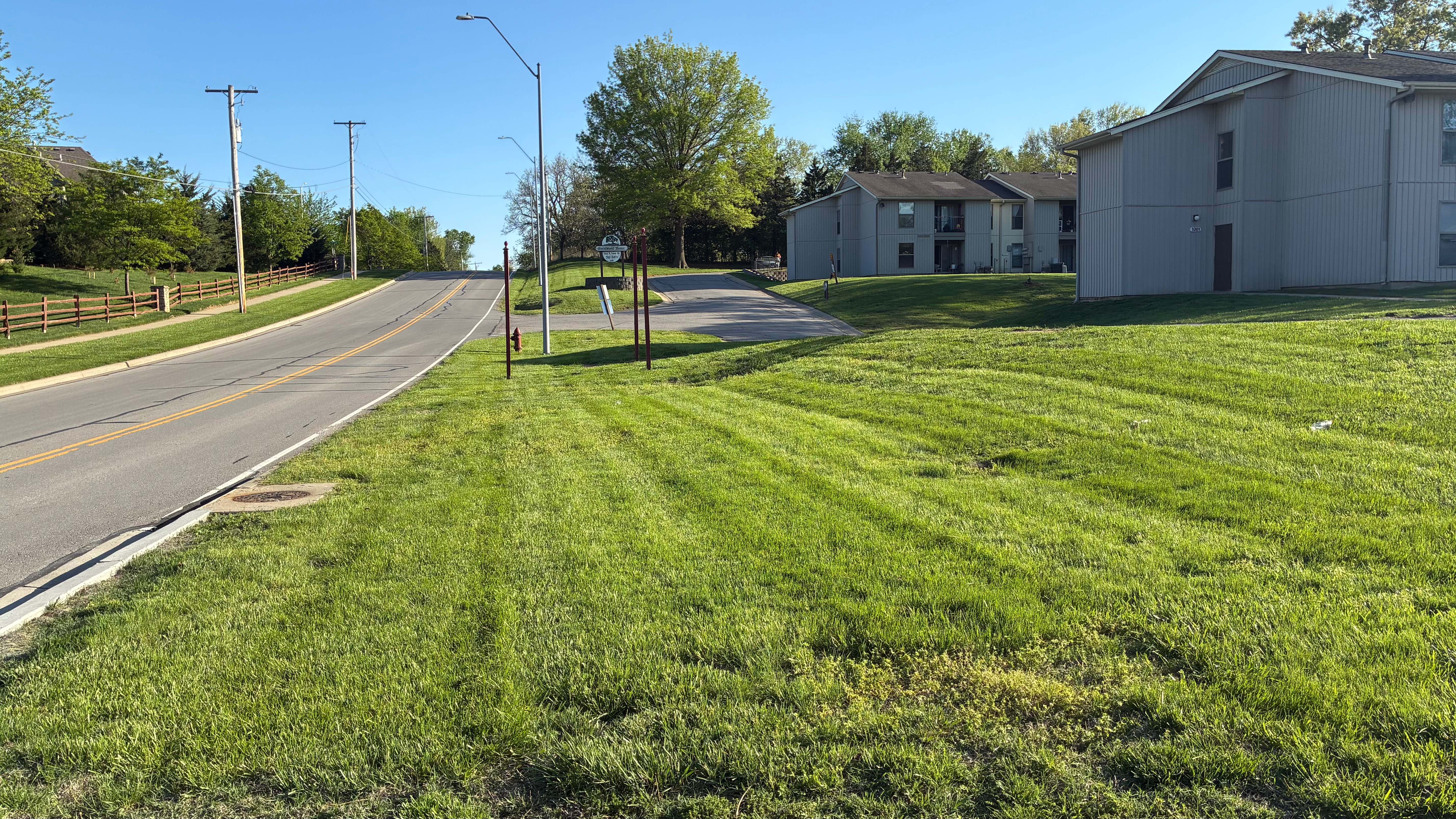 Residential lawn with truck